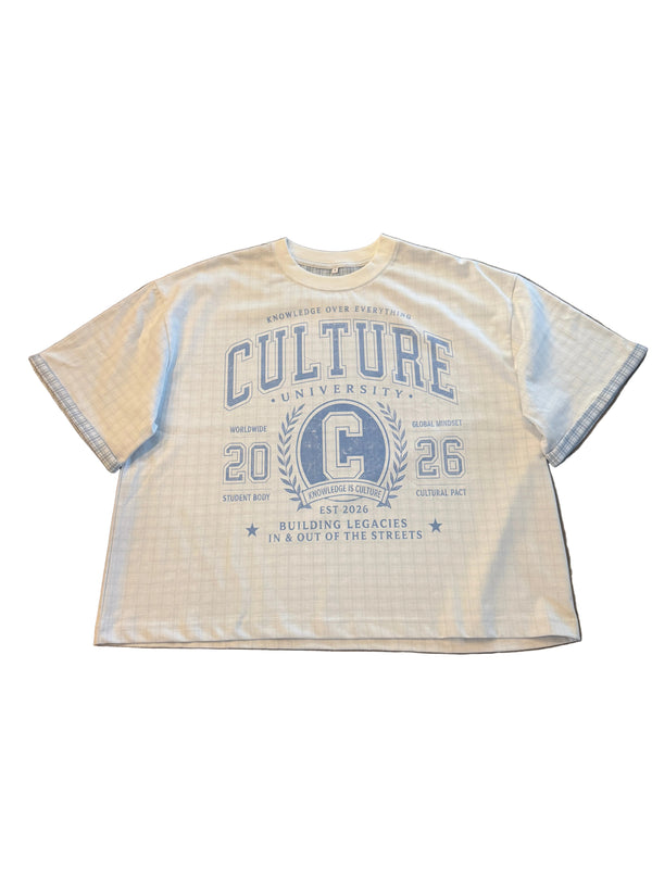 Unisex Boxy Plaid-Lined Double-Face T-Shirt